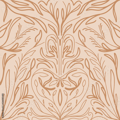 Abstract Brown Color Floral Pattern Design Vector 