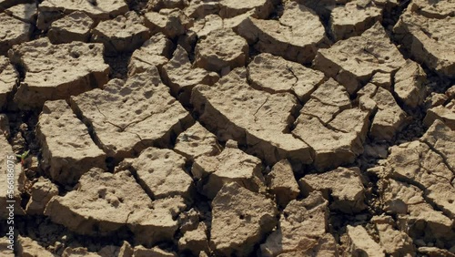 Water drying on cracked soil, drought coming after rain