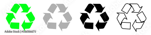 Rcycling arrows set on transparent background. Recycling icons. 