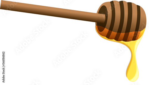 Honey dripping from dripper on isolated background. Vector illustration. 