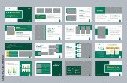 Farming presentation slide template or agriculture farming presentation template vector layout, Organic Farming Minimal green Environment slide presentation template design