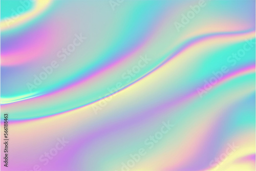Abstract trendy holographic foil background - holo foil . Wavy texture in pastel violet  blue and yellow.
