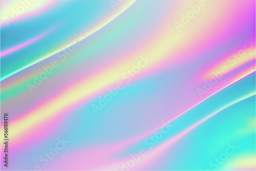 Abstract trendy holographic foil background - holo foil . Wavy texture in pastel violet, blue and yellow. © Michael