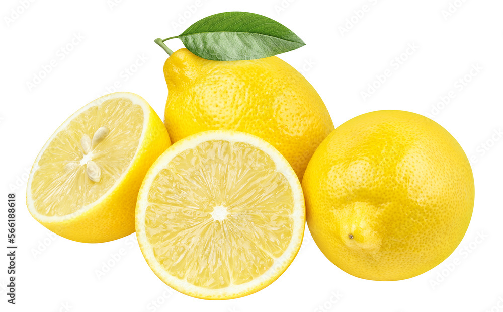 Delicious lemons with leaves cut out