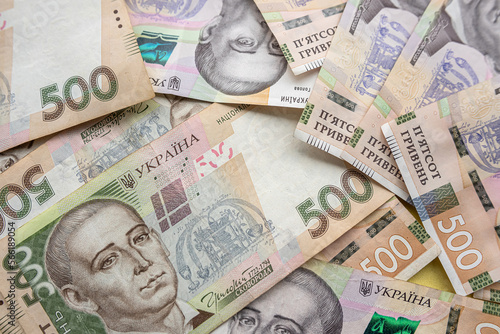 500 Ukrainian national currency bills as finance background, salary