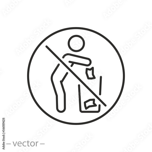 do not throw away icon, no litter, trash forbidden, thin line symbol - editable stroke vector illustration