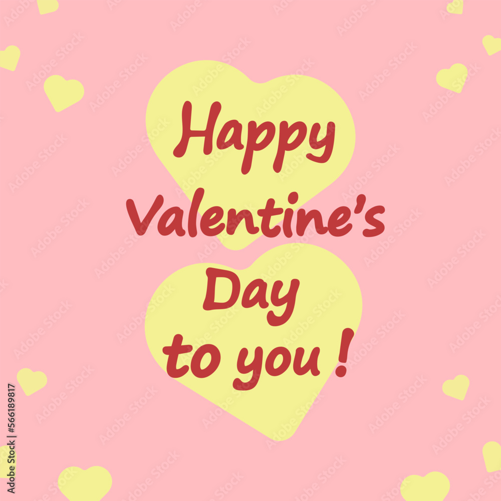 Happy Valentine's Day greeting card with lettering and hearts. Suitable for posting on social networks. Vector illustration.