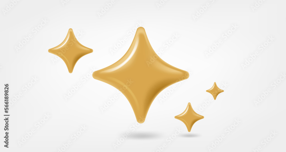Golden stars 3d vector elements isolated on white background Golden stars 3d vector elements isolated on white background