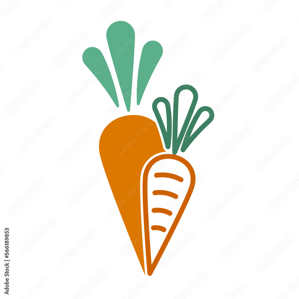 Carrot icon. Two carrots, white background. Carrot icon. Two carrots, white background.