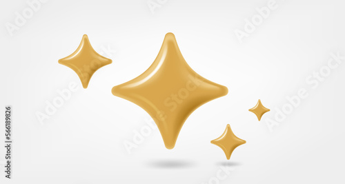 Golden stars 3d vector elements isolated on white background
