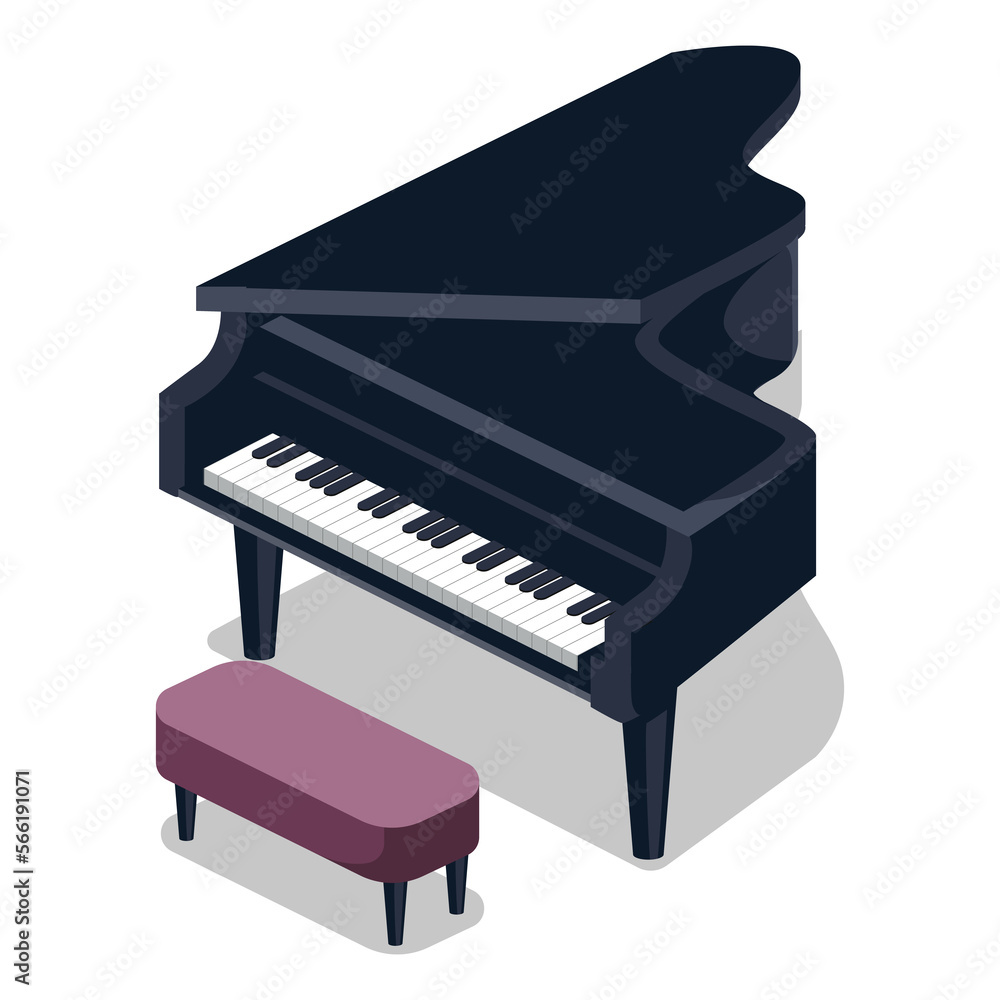 Black grand piano isometric PNG illustration with transparent background Black grand piano isometric PNG illustration with transparent background
