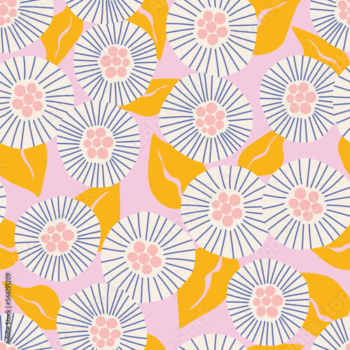 Seamless pattern with abstract flowers