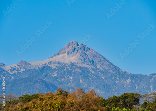 Nevado de Colima and Colima volcano together in a clear sky