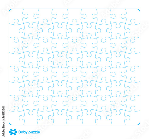 Vector baby puzzle template. 72 pieces. Isolated on white background