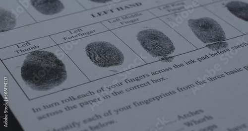 Fingerprint on police fingerprint card