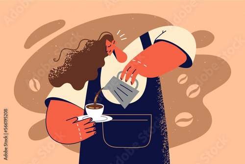 Barista making cappuccino in cafe