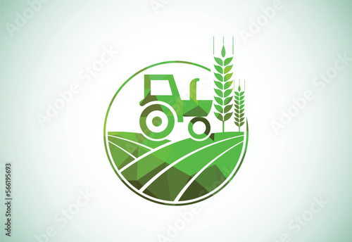 Tractor or farm low poly style logo design, suitable for any business related to agriculture industries.