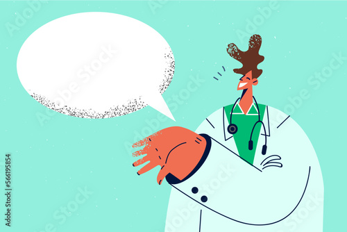 Male doctor with speech bubble