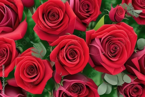 Bouquet of red roses - Illustration  romantic  valentine  love