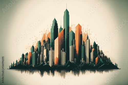 A stylized illustration of a city skyline  symbolizing growth and progress in the corporate world