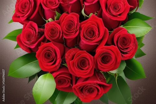 Bouquet of red roses - Illustration, romantic, valentine, love