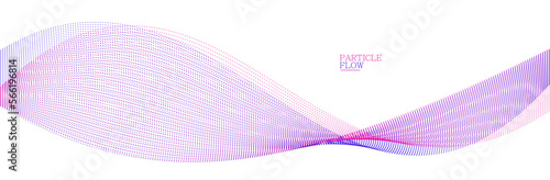 Smooth background with wave of flowing particles abstract vector art, easy and soft relaxing curve lines dots in motion, airy and soft illustration.