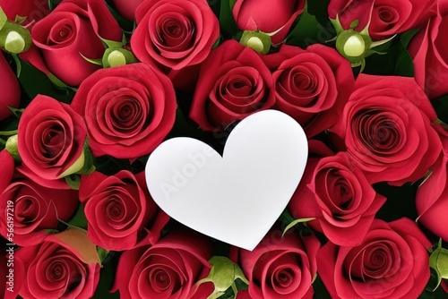 Red roses with white heart in the center - Illustration  romantic  valentine  love