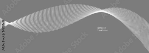 Vector abstract background with wave of flowing particles, smoke flowing grey design, smooth and soft relaxing image.