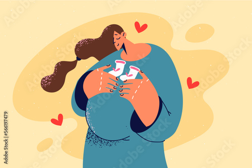 Smiling pregnant woman excited about motherhood 