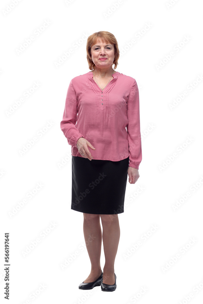 Portrait beautiful middle aged woman smiling friendly and looking sideways Portrait beautiful middle aged woman smiling friendly and looking sideways