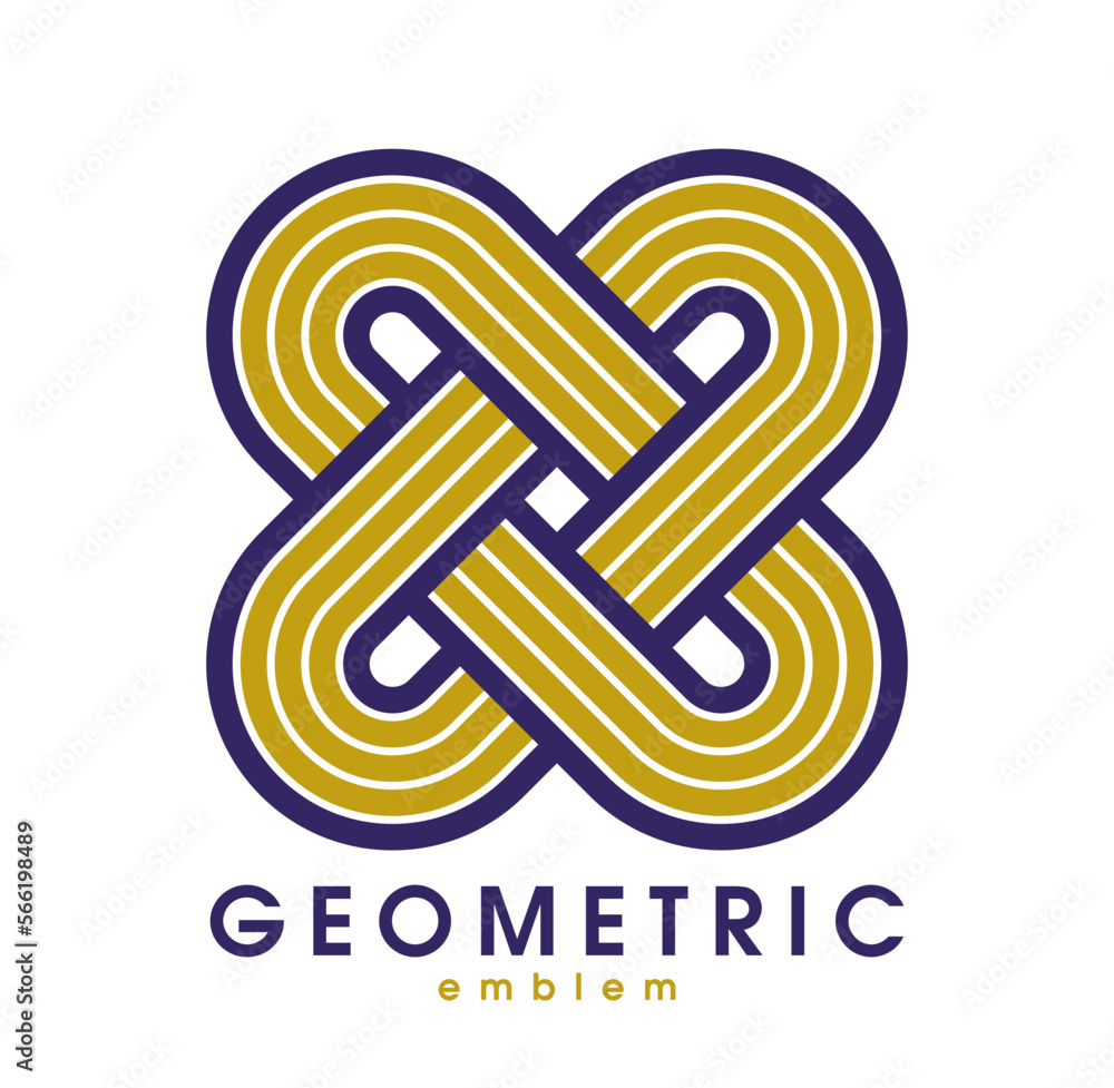 Fototapeta premium Abstract geometric vector logo isolated on white, linear graphic design modern style symbol, line art geometrical shape emblem or icon.