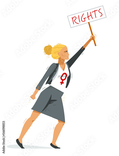 Feminist woman activist struggles for rights vector illustration isolated, social justice warrior, girl power. photo