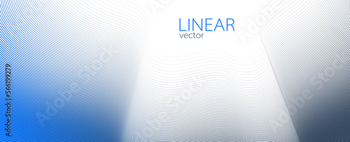 Blue lines in 3D perspective vector abstract background, dynamic linear minimal design, wave lied pattern in dimensional and movement.