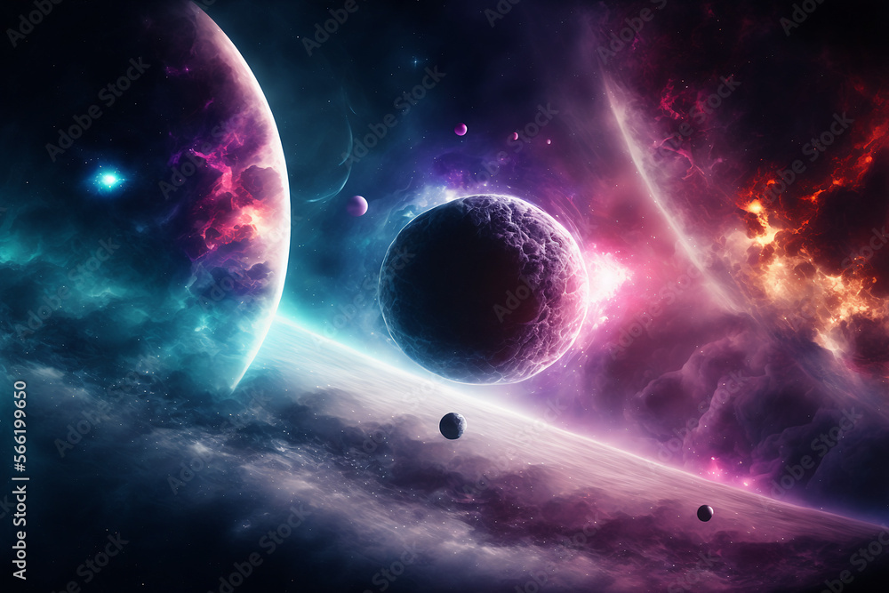 Obraz premium Intergalactic Bliss - Galactic Wallpaperv - Generative AI