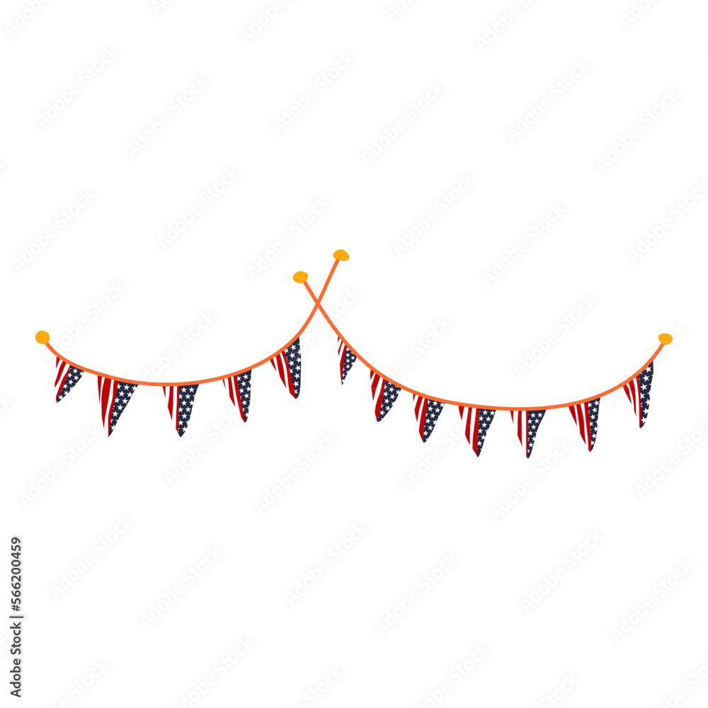 Obraz premium usa flag hanging in triangular shape for independence day decoration background element