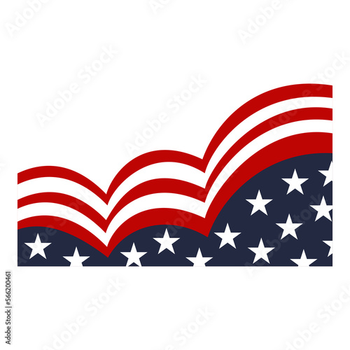 usa flag in circle wavy shape illustration for footer or header border background decoration element
