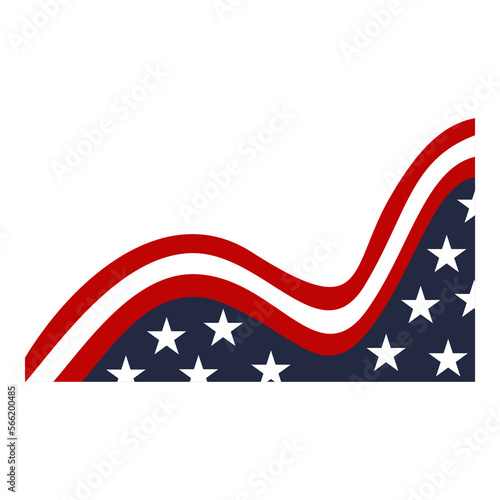 american or usa flag in wavy shape illustration for corner and border background decoration element photo