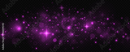 Pink confetti and shiny stars. Sparkling space pink magical dust particles. Christmas light concept.  © FlammaChe