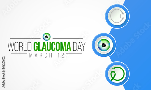 World Glaucoma day is observed every year on March 12, it is a group of eye conditions that damage the optic nerve, the health of which is vital for good vision. Vector illustration