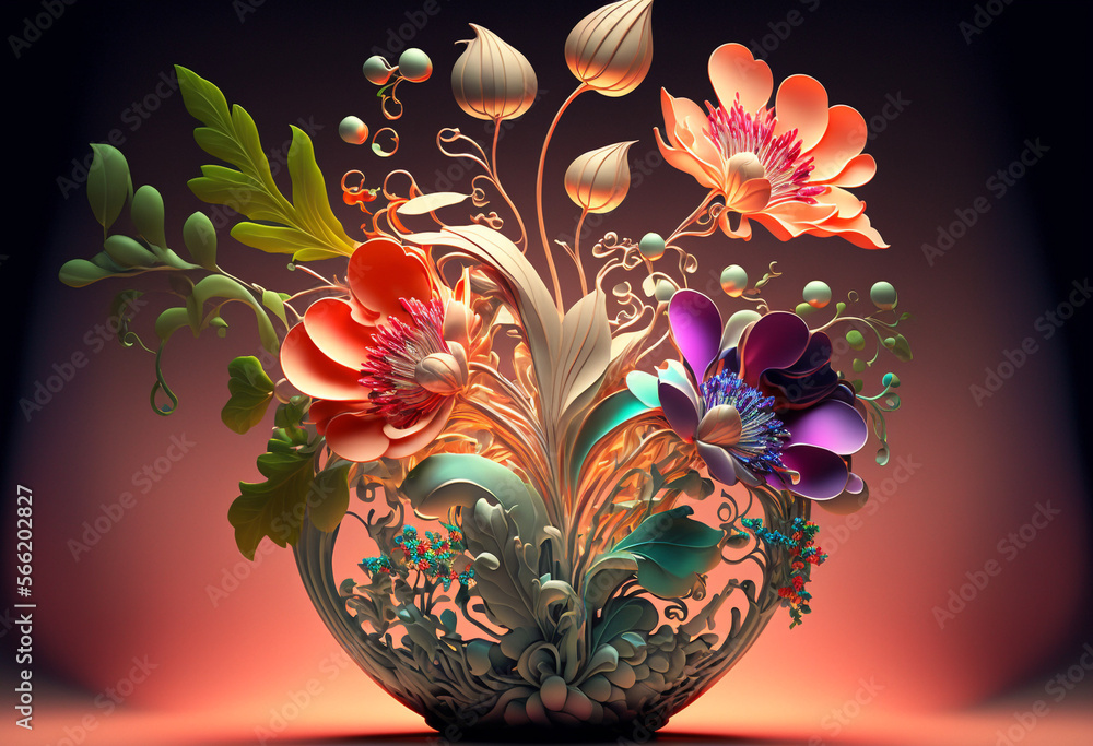 Ai-Generated 3D Render of a Stunning, Vibrant, and Luxurious Floral Bouquet Ai-Generated 3D Render of a Stunning, Vibrant, and Luxurious Floral Bouquet