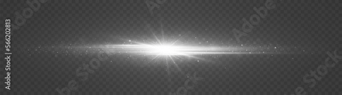  Silver glowing star light explodes. White horizontal lens flares, laser beams. Luminous abstract sparkling lines.