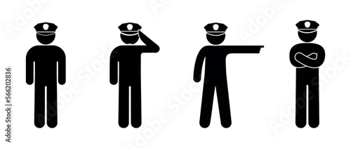 strict policeman illustration, stick figure man icon