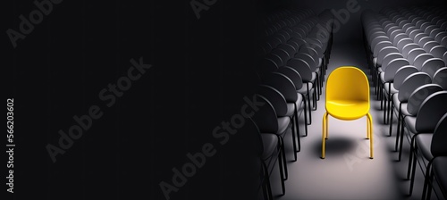 Yellow Chair: Standing Out from the Crowd, copy space generative ai