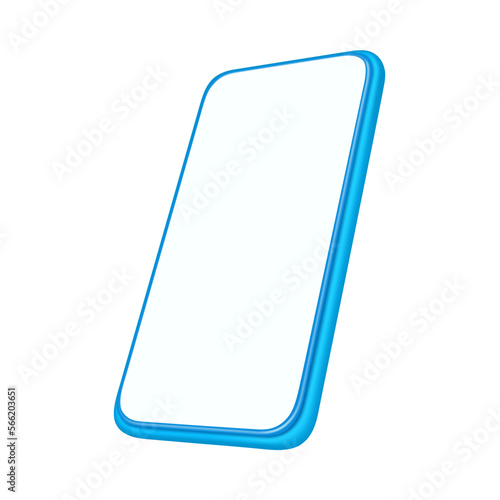 Smartphone with copy space, isolated empty screen view of gadget. Mobile phone with blank display, frame for application. Vector illustration, 3d style