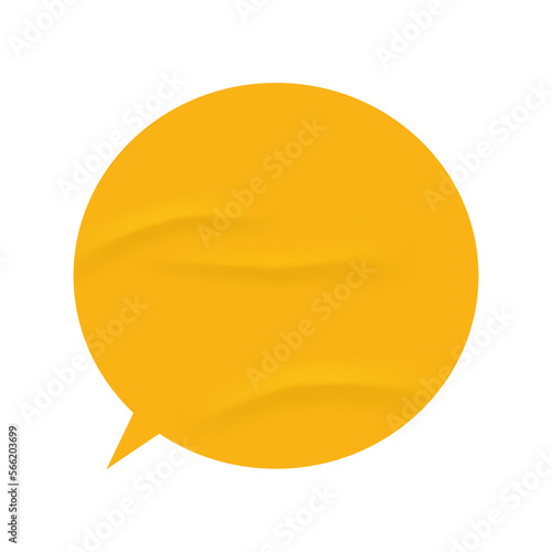 Rounded speech or thought bubble, dialogue box with wrinkled paper texture. Isolated banner with copy space for communicative phrases. Vector in realistic style