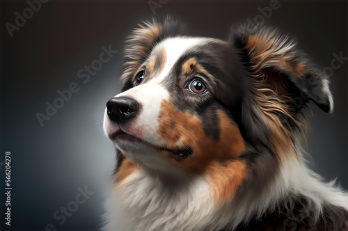 border collie puppy looks faithfully at his master isolated generative ai illustration