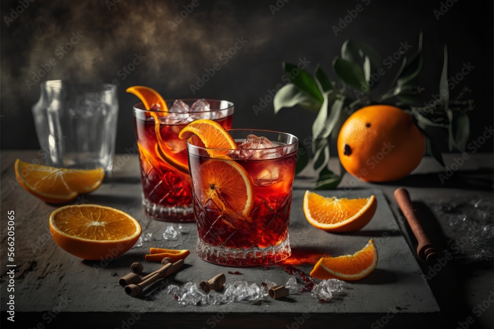 Indulge in the Classic Aperitif with a Fresh Negroni Cocktail and Orange Zest Indulge in the Classic Aperitif with a Fresh Negroni Cocktail and Orange Zest