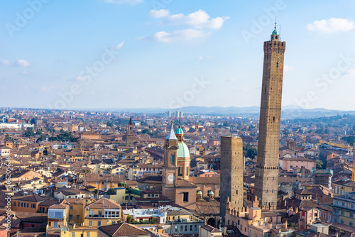 Bologna city of Emilia Romagna famous for its food and the historic seat of the oldest university medieval towers