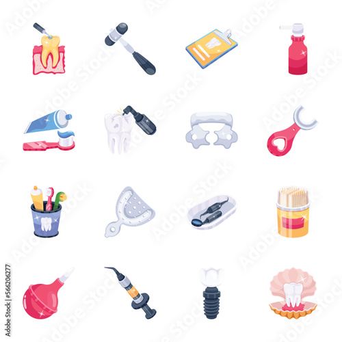 Trendy Set of Dentistry 2D Icons 

