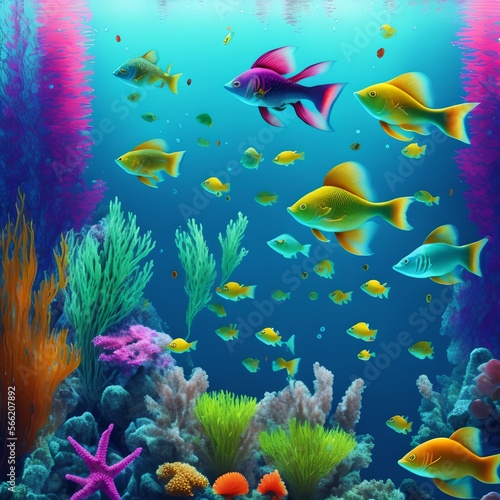 Underwater Scenery, Generative AI Illustration
